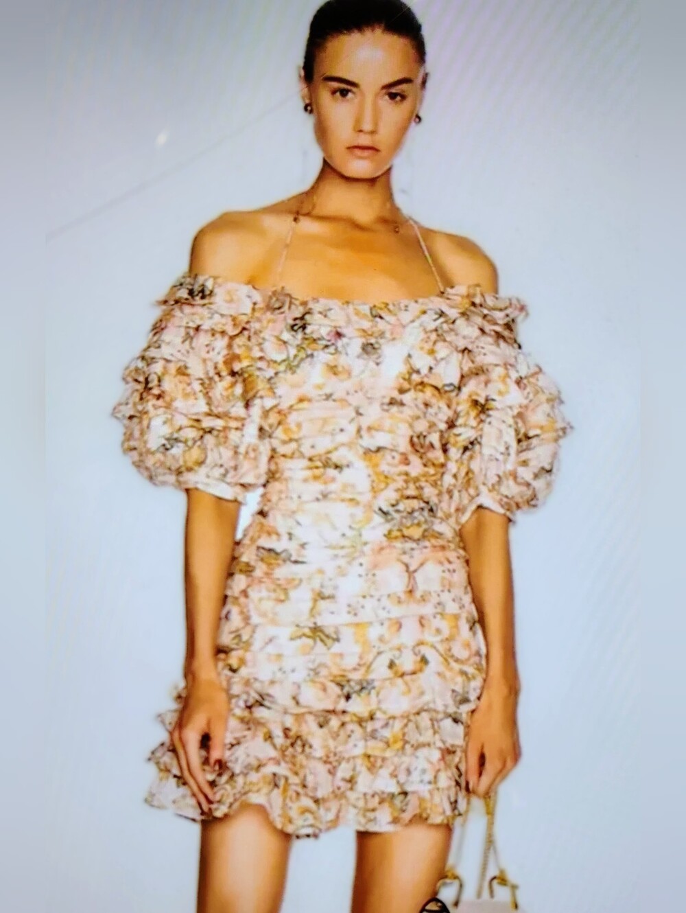 Zimmermann Painted Heart Folds Mini Dress Peach Tapestry Sz S